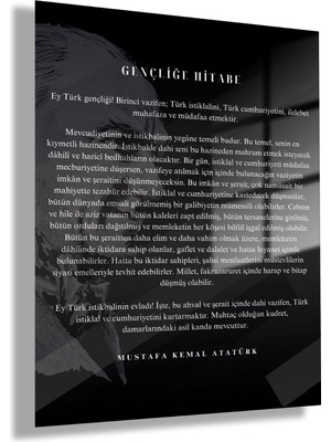 Gaagart Temperli Gerçek Cam Tablo Siyah Beyaz Gençliğe Hitabe