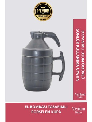 Deluxe Tasarım Dekoratif Estetik Armağan Sevgili Dost Aşk Arkadaş Porselen El Bombası Kupa Bardak