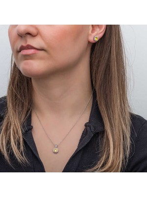 HS Demirci 925 Ayar Gümüş Sarı Baget Taşlı Kadın Set