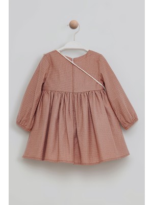 Bombili Brode Detaylı Çiçek Nakışlı Çantalı Özel Gün Kız Bebek Elbise