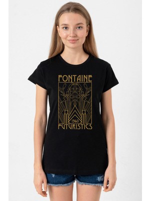 Bioshock Fontaine Futuristics Siyah Kadın Tshirt