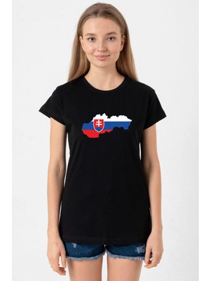 Euro 24 Slovakia Siyah Kadın Tshirt