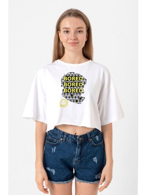 Sherlock Bored Beyaz Kadın Crop Tshirt