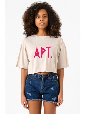 Blackpink Apt Bej Kadın Crop Tshirt