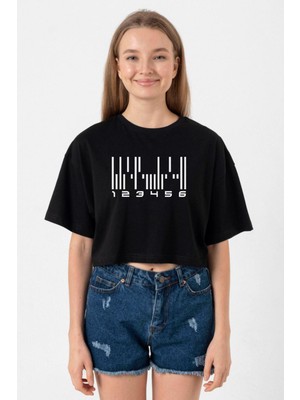 Dark Matter The Android Barcode Siyah Kadın Crop Tshirt
