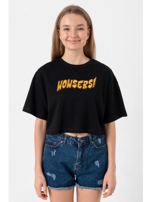 Inspector Gadget Wowsers Siyah Kadın Crop Tshirt