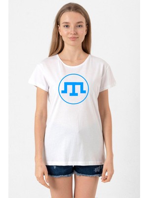 Kırım Tatar Tamga Beyaz Kadın Bisikletyaka Tshirt