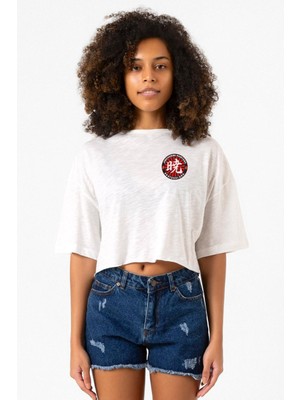 One Piece Anime Ninja Org. N.s Beyaz Kırçıllı Kadın Crop Tshirt