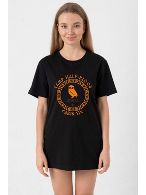 Camp Half Blood Athena Siyah Kadın Oversize Tshirt
