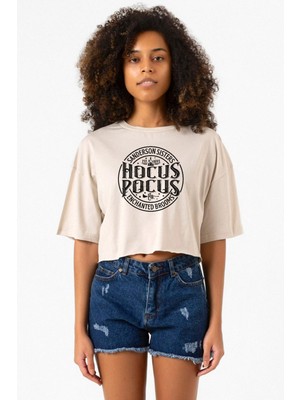Hocus Pocus Sanderson Sisters Bej Kadın Crop Tshirt