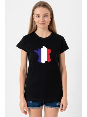 Euro 24 France Siyah Kadın Tshirt