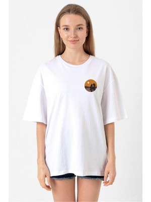 One Piece Anime Thousand Sunny Beyaz Kadın Oversize Tshirt