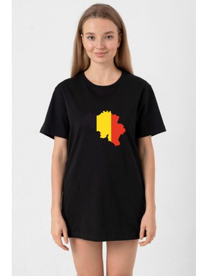 Euro 24 Belgium Siyah Kadın Oversize Tshirt
