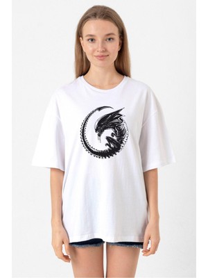 Allien Xenomorph Beyaz Kadın Oversize Tshirt