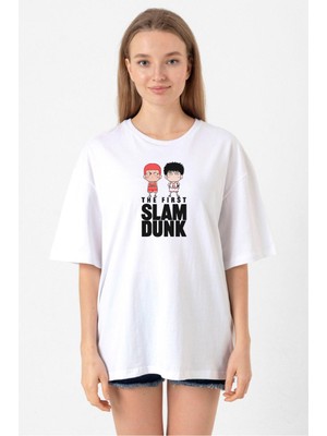 Slam Dunk First Slam Dunk Beyaz Kadın Oversize Tshirt