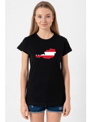 Euro 24 Austria Siyah Kadın Tshirt