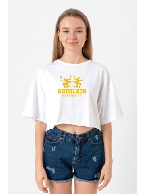 Gen V Godolkin University Logo Beyaz Kadın Crop Tshirt