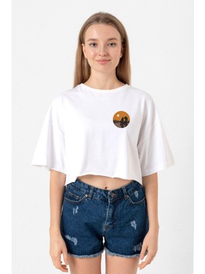 One Piece Anime Thousand Sunny Beyaz Kadın Crop Tshirt
