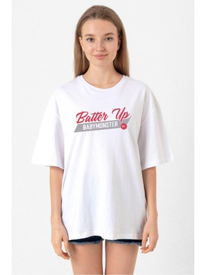 Babymonster Batter Up Beyaz Kadın Oversize Tshirt