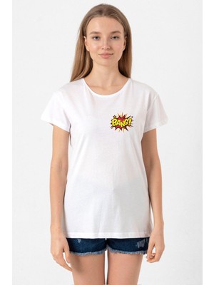 Big Bang Theory Bang Logo Beyaz Kadın Bisikletyaka Tshirt