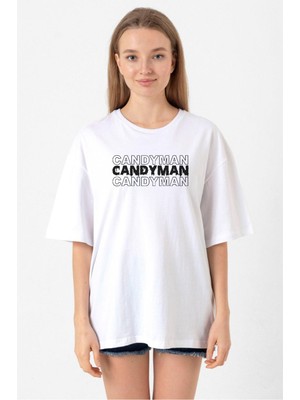Candy Man Halloween Beyaz Kadın Oversize Tshirt