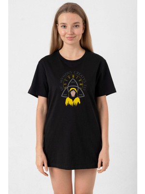 Dark Jonas Sic Mundus Creatus Est Siyah Kadın Oversize Tshirt