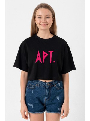 Blackpink Apt Siyah Kadın Crop Tshirt