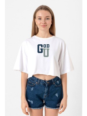 Gen V Godolkin University Abbreviation Beyaz Kadın Crop Tshirt