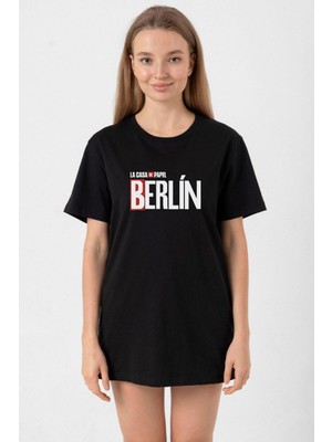 La Casa De Papel Berlin Siyah Kadın Oversize Tshirt