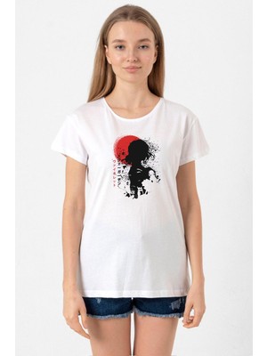 Violet Evergarden Anime Dark Poster Beyaz Kadın Bisikletyaka Tshirt