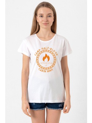 Camp Half Blood Hephaestus Beyaz Kadın Bisikletyaka Tshirt