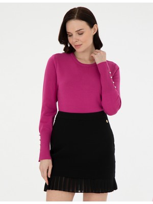 Pierre Cardin Kadın Fuşya Slim Fit Basic Kazak 50290566-VR023