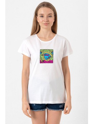 Mr Beast Doodle Beyaz Kadın Bisikletyaka Tshirt