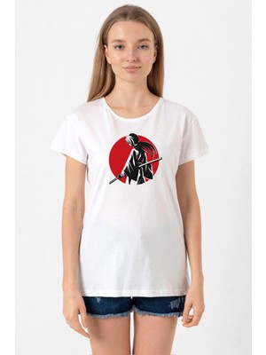 Rurouni Kenshin Samurai Logo Beyaz Kadın Bisikletyaka Tshirt