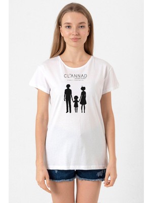 Clannad Anime After Story Beyaz Kadın Bisikletyaka Tshirt