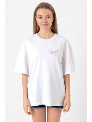 Blackpink Jisoo Signature Beyaz Kadın Oversize Tshirt