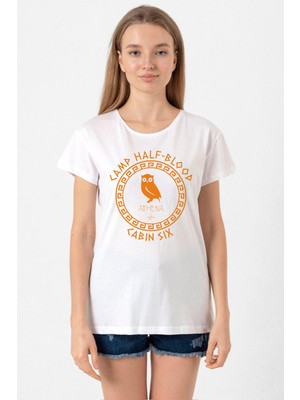 Camp Half Blood Athena Beyaz Kadın Bisikletyaka Tshirt
