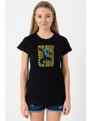 Blue Beetle Lettern Siyah Kadın Tshirt