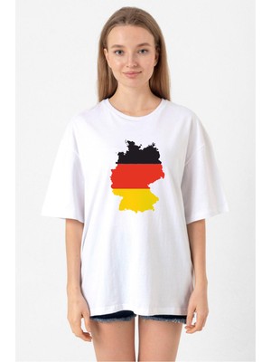 Euro 24 Germany Beyaz Kadın Oversize Tshirt