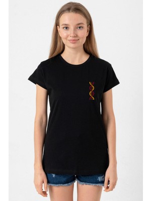 Sarı Kırmızı Dna Siyah Kadın Tshirt
