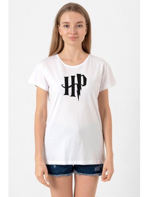 Hp Logo Beyaz Kadın Bisikletyaka Tshirt