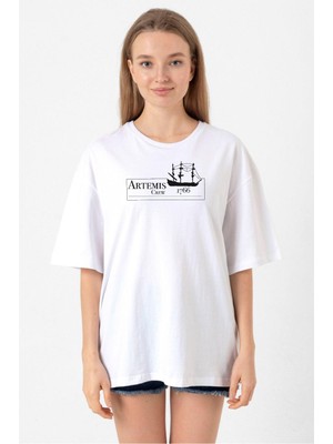 Outlander Artemis Crew Beyaz Kadın Oversize Tshirt