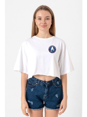 Star Trek Discovery Starfleet Command Beyaz Kadın Crop Tshirt