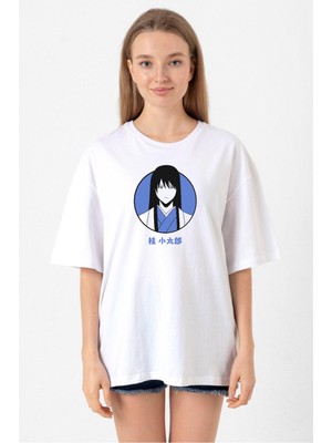 Gintama Anime Kotaro Minimal Beyaz Kadın Oversize Tshirt