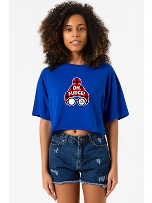 Oh Fudge Christmas Mavi Kadın Crop Tshirt
