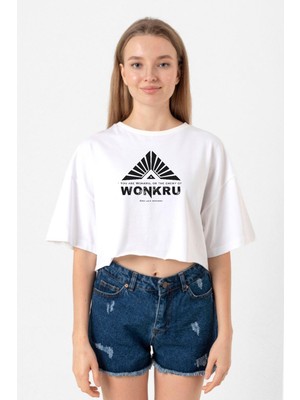 THE100 Wonkru Sembol Beyaz Kadın Crop Tshirt