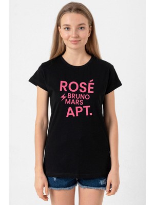 Blackpınk Rose Bruno Mars Apt Siyah Kadın Tshirt