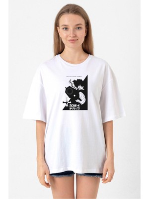 Cowboy Bebop Spike See You Space Cowboy Beyaz Kadın Oversize Tshirt