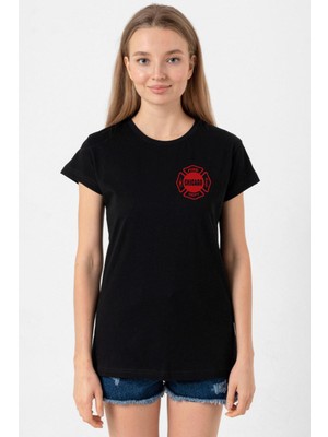 Chicago Fire Logo Siyah Kadın Tshirt