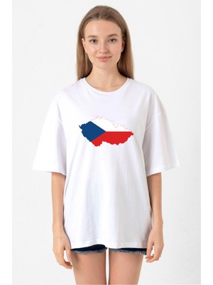 Euro 24 Czech Beyaz Kadın Oversize Tshirt